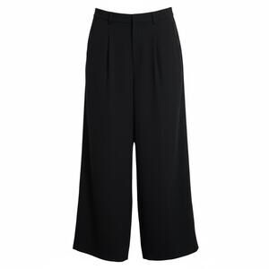 SEVEGO Women's Size XL Wide Leg Pull On Pants Black Gauze Linen Blend Office